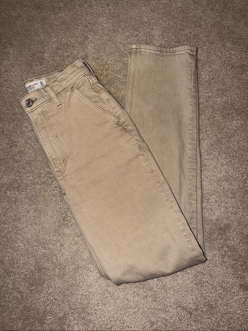 Abercrombie & Fitch Khaki Colored 90s Straight Ultra High Rise Jeans